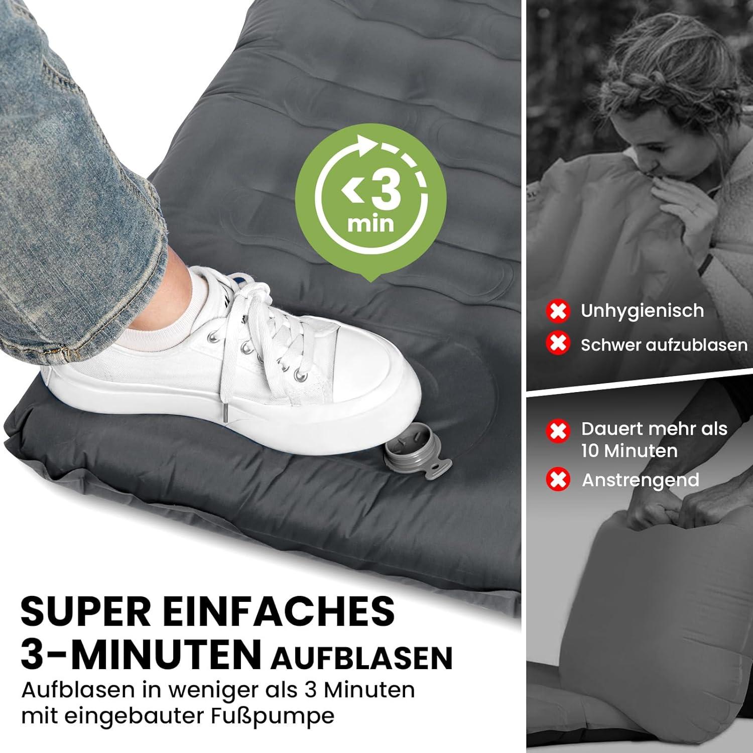 Camping Isomatte Selbstaufblasend Ultraleicht für 2 Personen