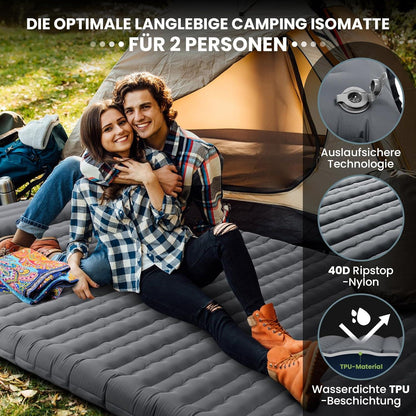 Isomatte Selbstaufblasend Doppel 12CM Ultraleicht Camping für 2