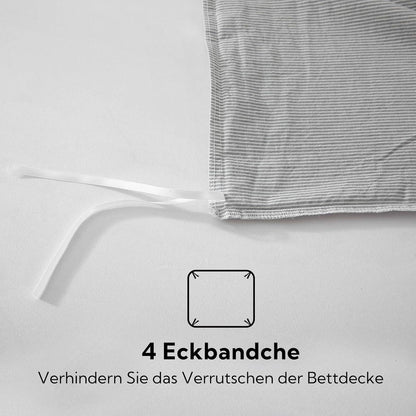 SOULFUL Bettwäsche 135x200 Baumwolle Gestreift Grau Reißverschluss öKotex Zertifiziert