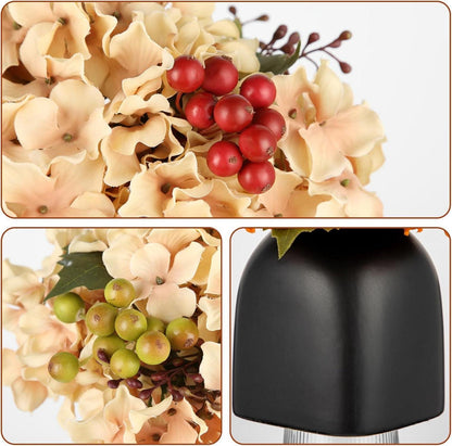 Weiße Künstliche Hortensien in Schwarzer Keramikvase