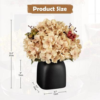 Künstliche Hortensien Blumengesteck Beeren Keramikvase Herbst