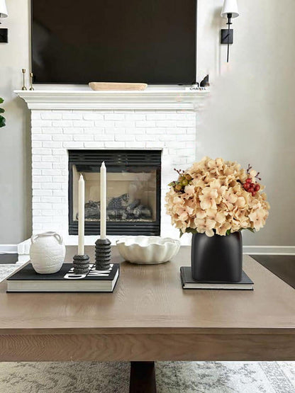 Künstliche Hortensien Blumenarrangement Elfenbein Beeren in