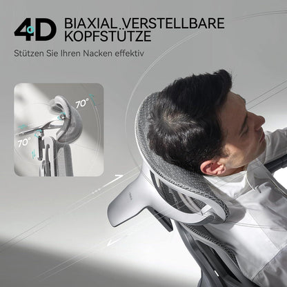 Hbada E3 Pro Bürostuhl Ergonomisch 4D Kopfstütze 6D-Armlehnen Grau