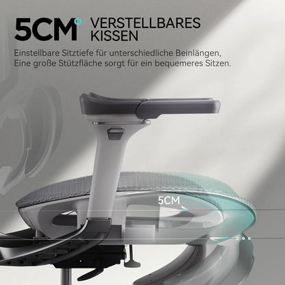 Hbada E3 Pro Bürostuhl Ergonomisch 4D Kopfstütze 6D-Armlehnen Grau