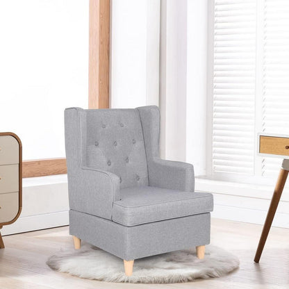 Mingone Ohrensessel Leinen – Bequemer Loungesessel für Wohnzimmer