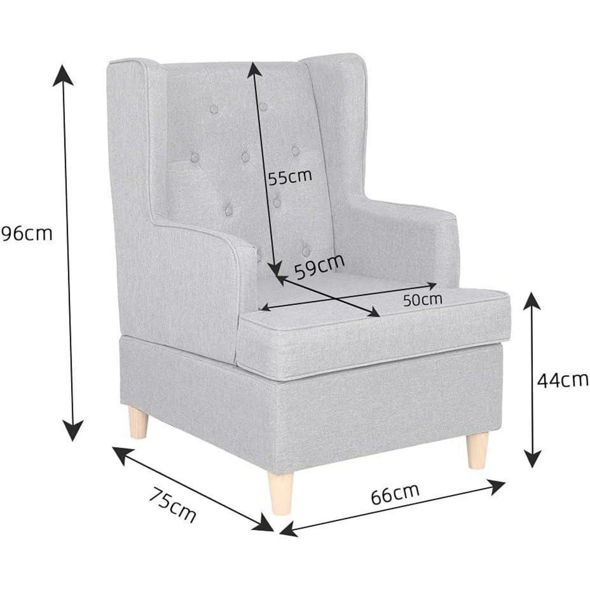 Mingone Ohrensessel Leinen – Bequemer Loungesessel für Wohnzimmer