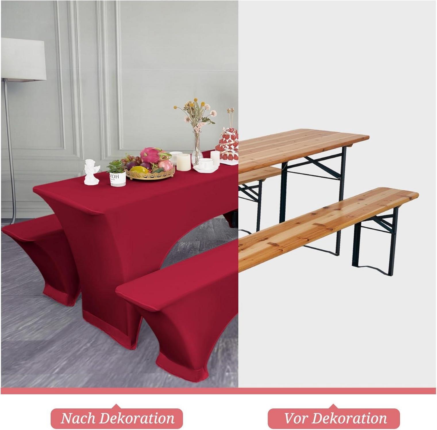 Elastische Biertischhussen Weinrot 3er-Set 220x50x70 cm