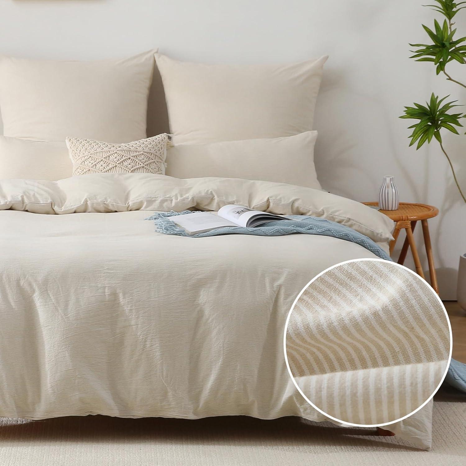 SOULFUL Bettwäsche Gestreift 135x200 Beige 2tlg. 100% Baumwolle ÖKOTEX