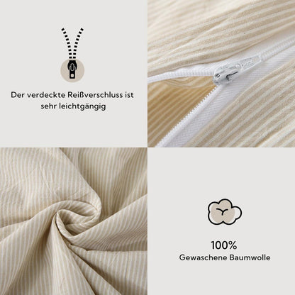 SOULFUL Bettwäsche Gestreift 135x200 Beige 2tlg. 100% Baumwolle ÖKOTEX