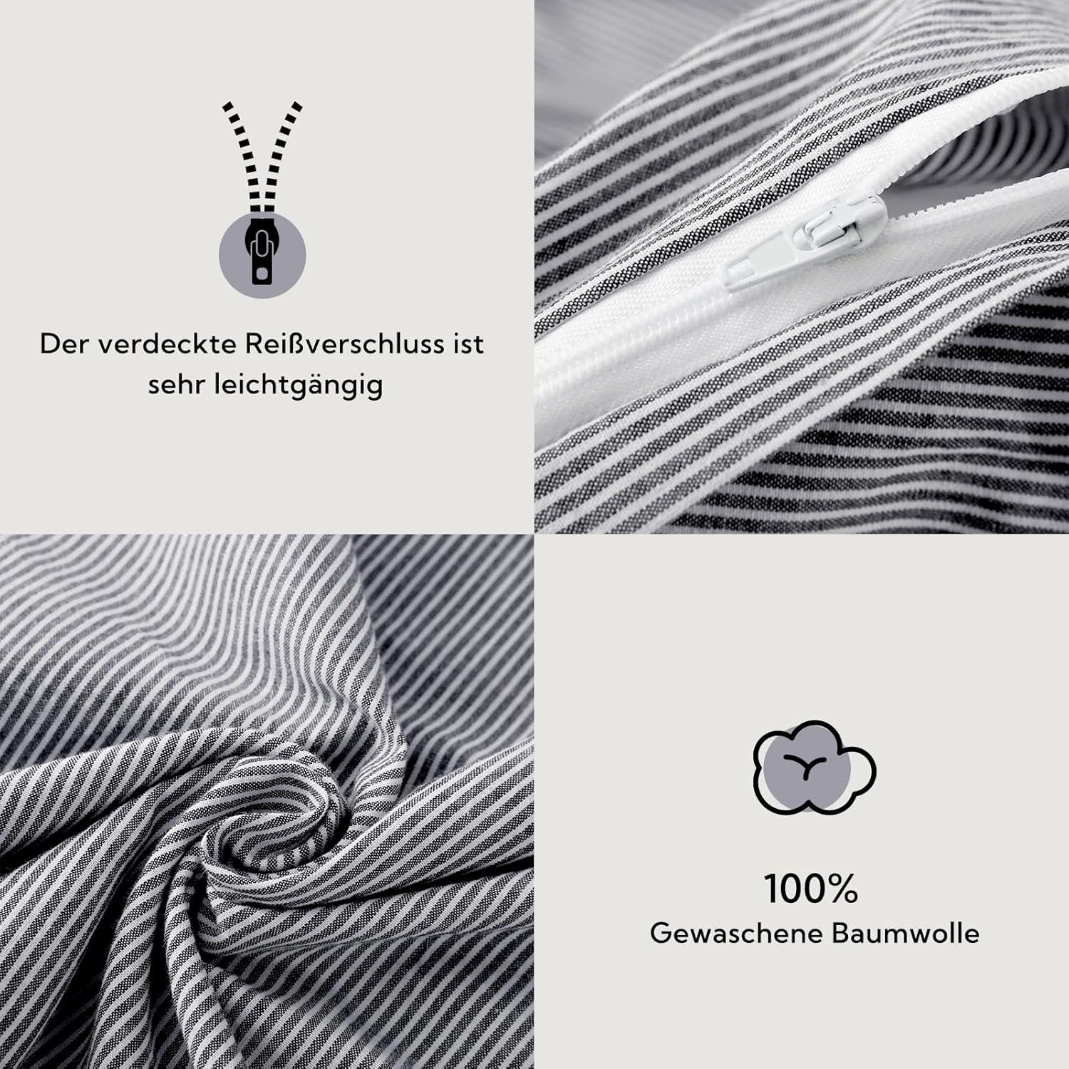Bettwäsche-Set Dunkelblau, 100% Gewaschene
