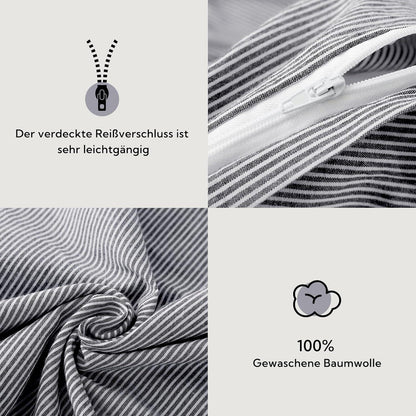 Bettwäsche-Set Dunkelblau, 100% Gewaschene