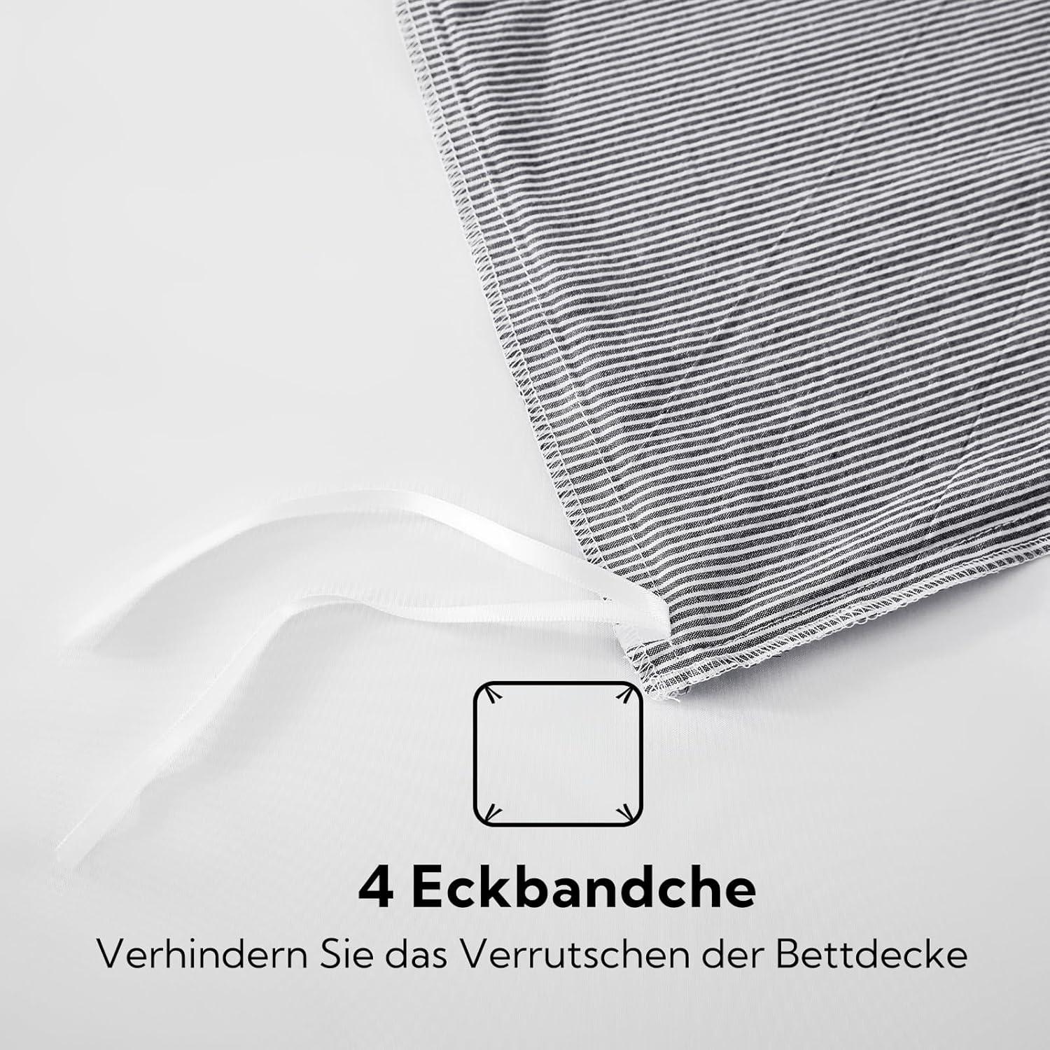 SOULFUL Bettwäsche 135x200 Blau Baumwolle Gestreift Reißverschluss öKotex Zertifiziert