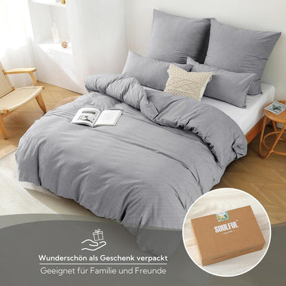 SOULFUL Bettwäsche-Set 135x200 Baumwolle Gestreift Dunkelblau Reißverschluss