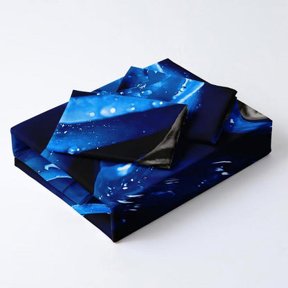Leoparden Bettwäsche 135x200 - 4tlg. 3D Blau Mikrofaser Bettbezug