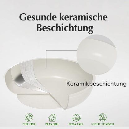 Keramik Pfannen- und Topfset für Camping, PTFE-frei, Platzsparend 5-teilig