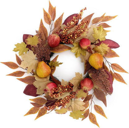 Herbstkranz mit Künstlichen Früchten Maple Leaf Rot 45cm