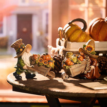 Herbstdeko Figuren 2er Set Kunstharz Zwerg Kürbis 15/17cm