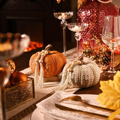 Kürbis Herbstdeko 2er Set Simulation Kunstharz Outdoor Indoor Ornament