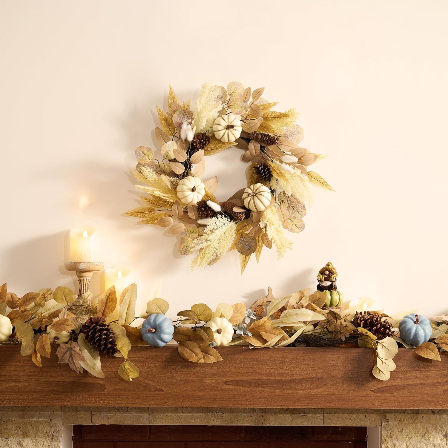 Valery Madelyn 45cm Herbstkranz Türkranz Kürbis Pampasgras