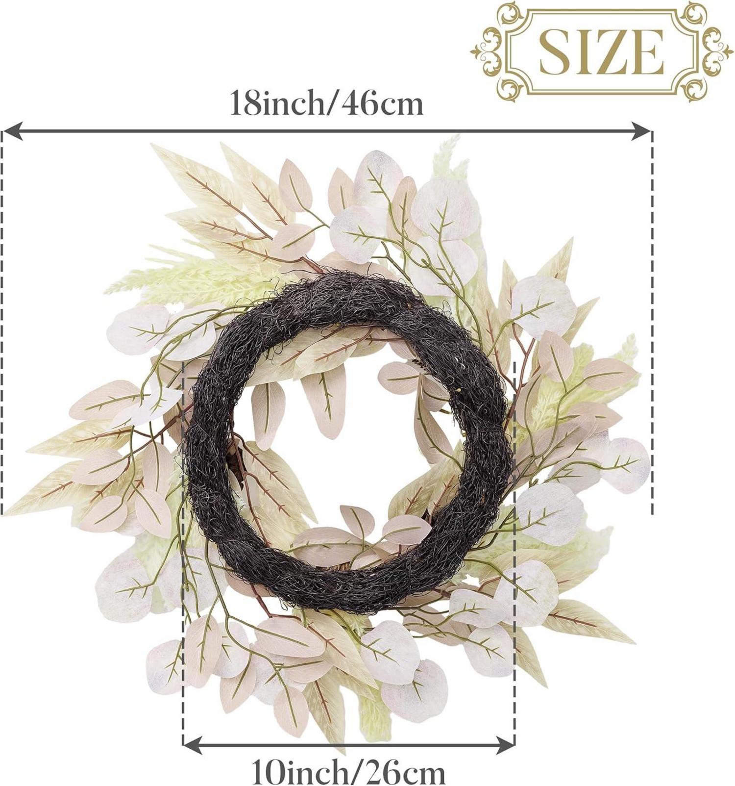 Herbstdeko Türkranz Kürbis Pampasgras Pinienzapfen 45cm Beige