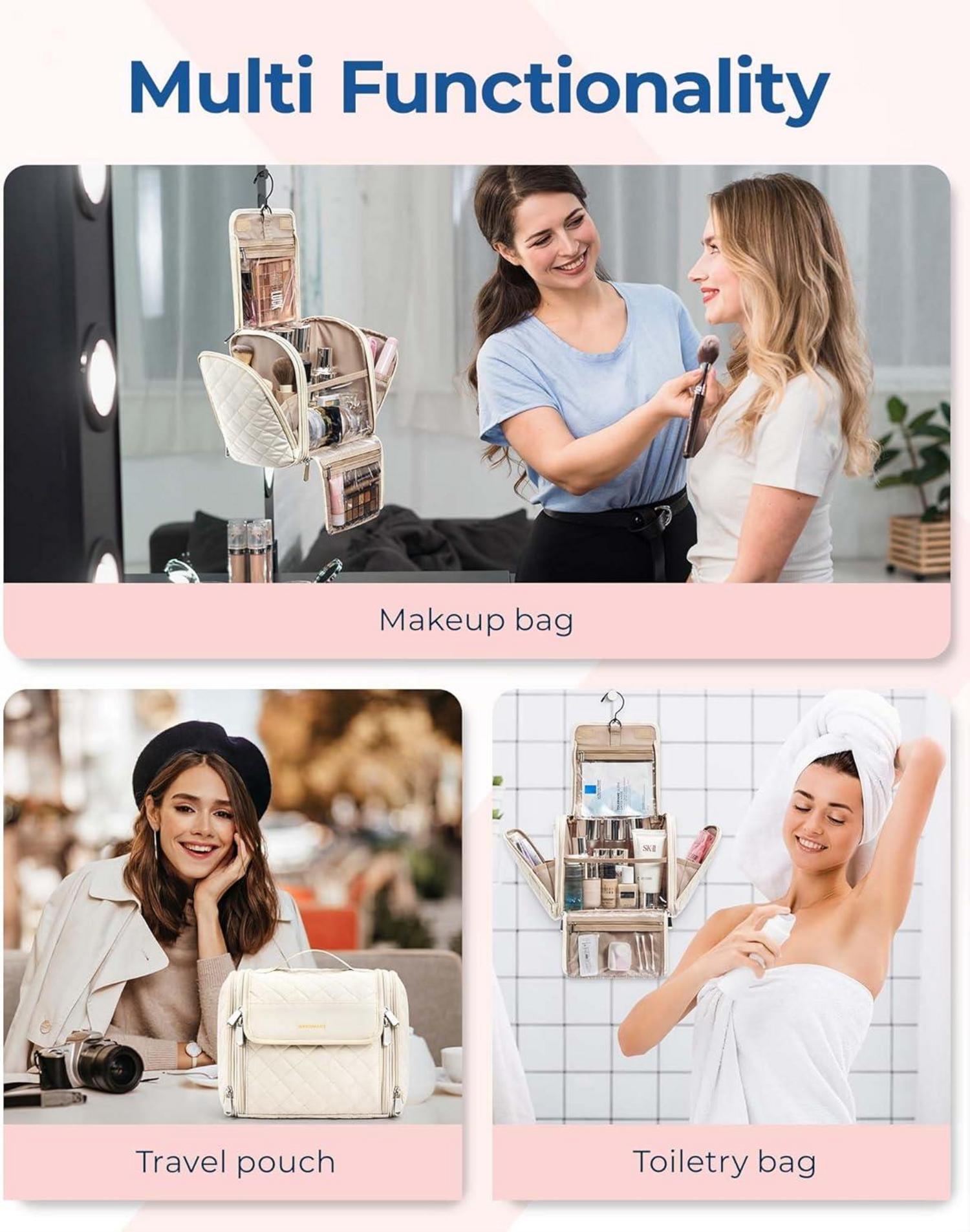 BAGSMART Großer Make-Up Organiser Aufhängbar Beige