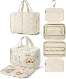 BAGSMART Kulturbeutel zum Aufhängen, Groß, Beige, Schmuck