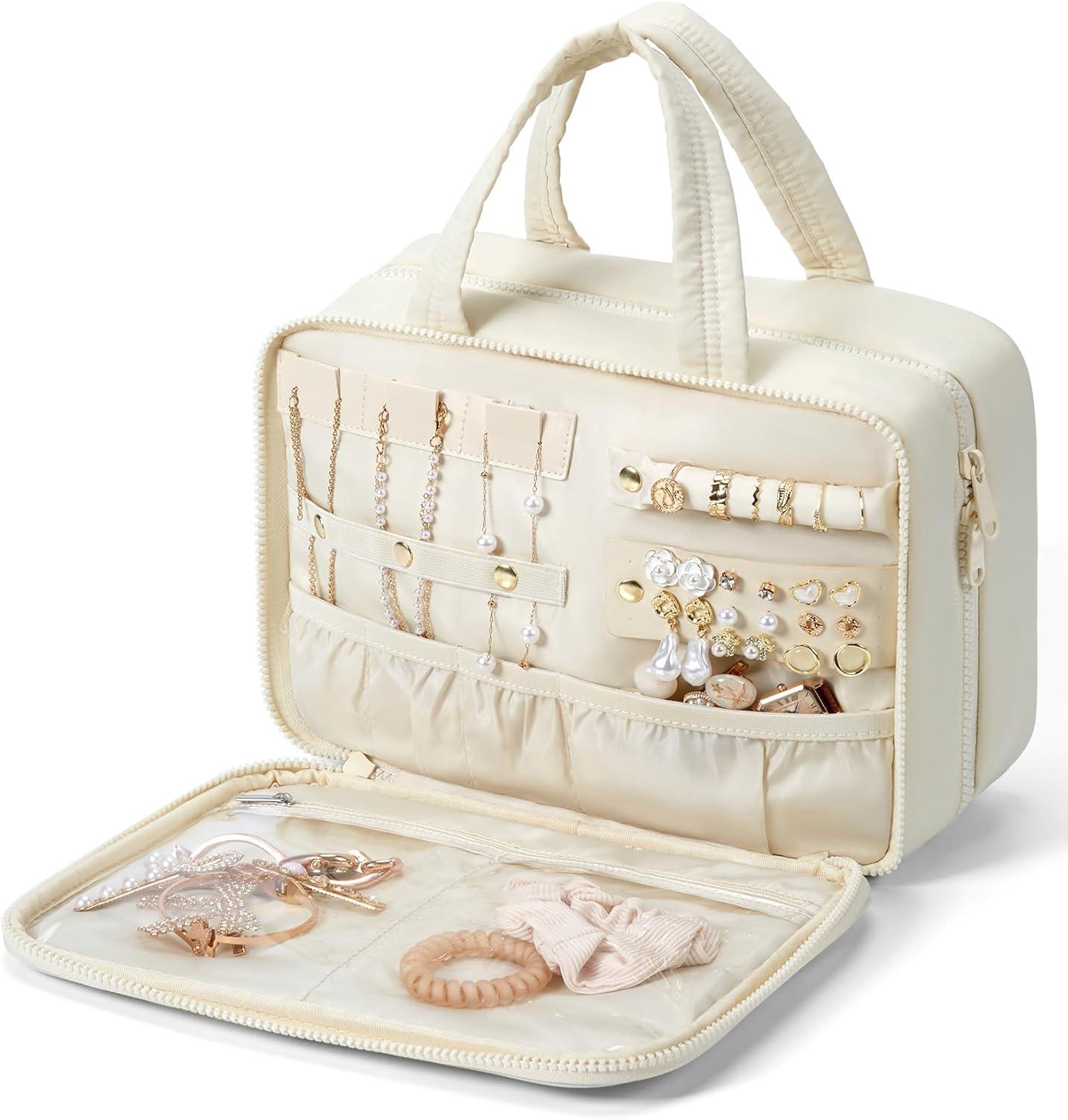 Kulturbeutel zum Aufhängen Damen Kosmetiktasche Groß Beige