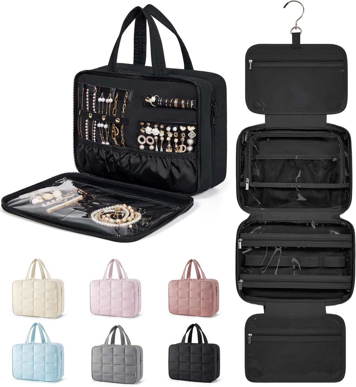 BAGSMART Kulturbeutel für Damen - Groß, Schmuck Organizer, Schwarz