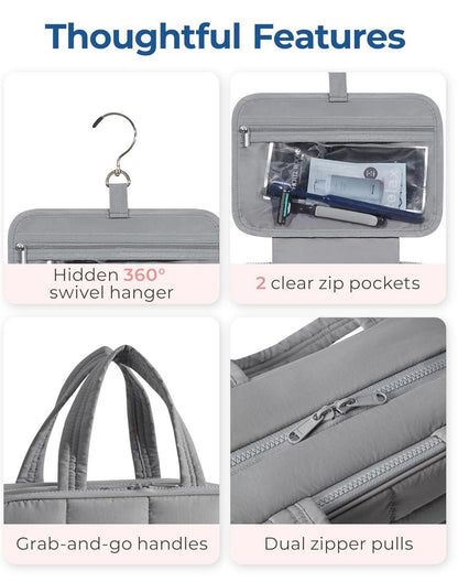 Kulturbeutel Damen Kosmetiktasche Aufhängen Grau Organizer Makeup Bag