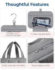Kulturbeutel Damen Kosmetiktasche Aufhängen Grau Organizer Makeup Bag