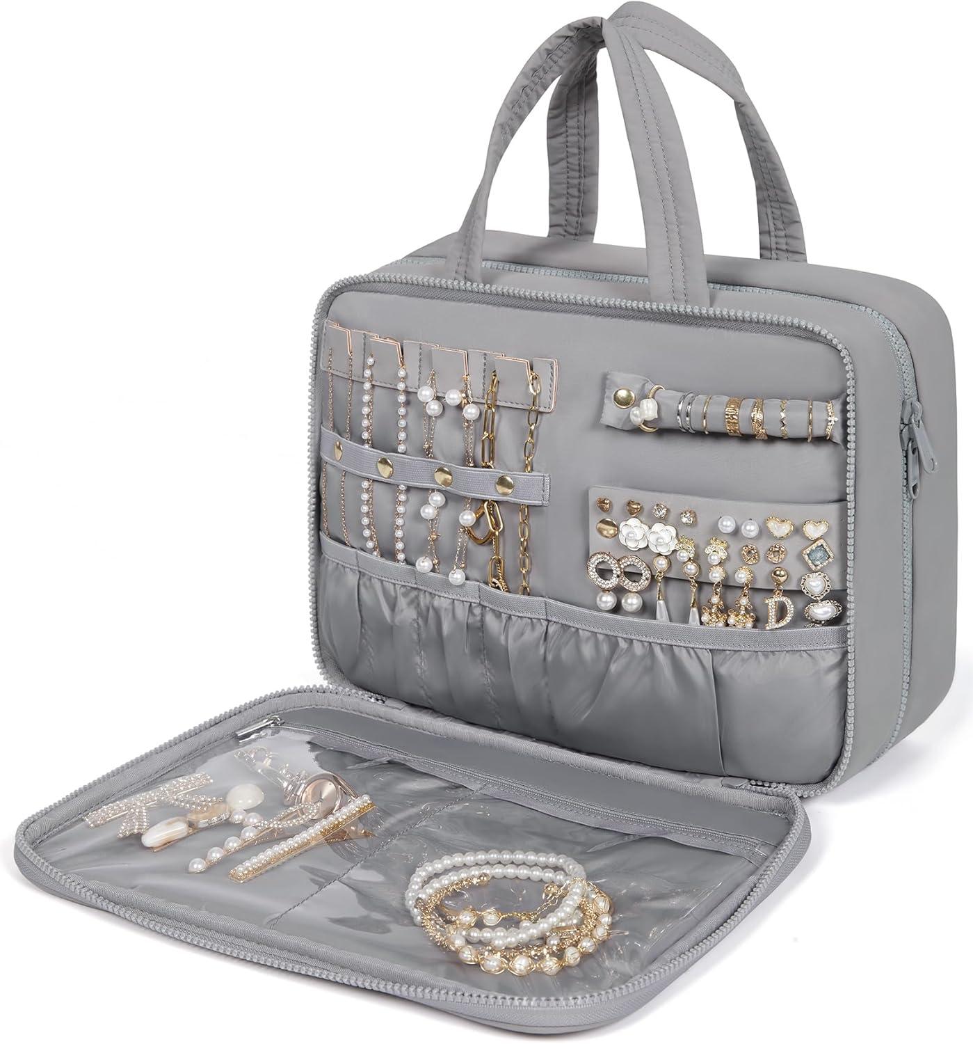 Kulturbeutel Damen Kosmetiktasche Aufhängen Grau Organizer Makeup Bag