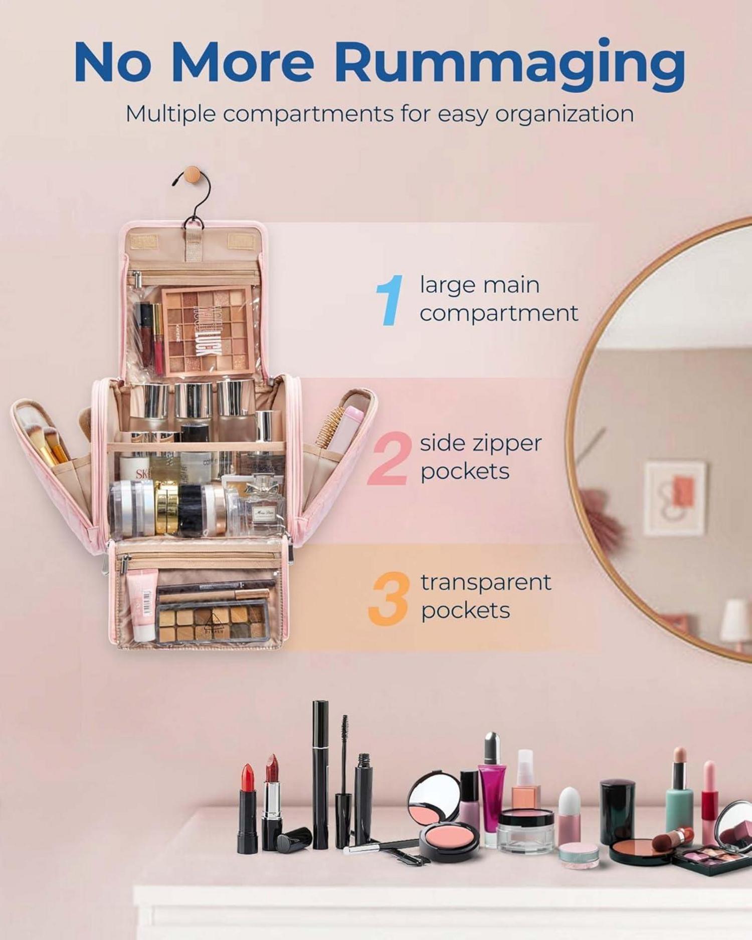 Hängender Make-Up Organizer Kulturbeutel Damen Rosa