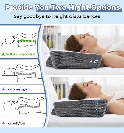 Orthopädisches Memory Foam Nackenkissen für Schlafpositionen-Grau