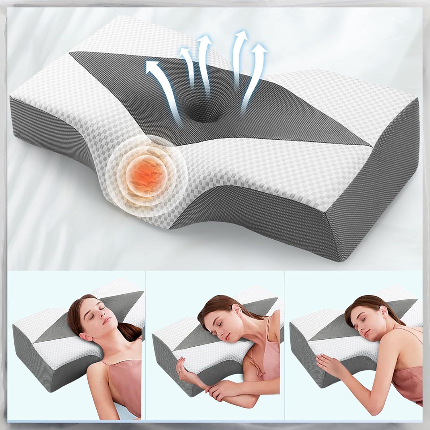 Orthopädisches Memory Foam Nackenkissen für Schlafpositionen-Grau