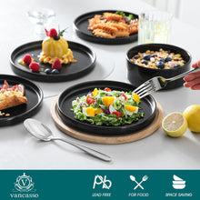 Essteller Set 6 Personen Schwarz Ø 8 inch Spülmaschine Mikrowelle
