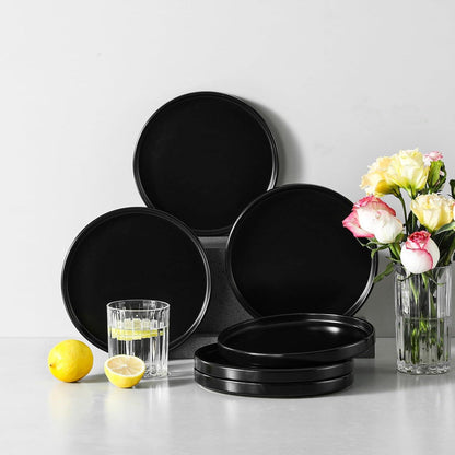Essteller Set Schwarz Mikrowellenfest 6 Personen Ø 8 inch Geschirr