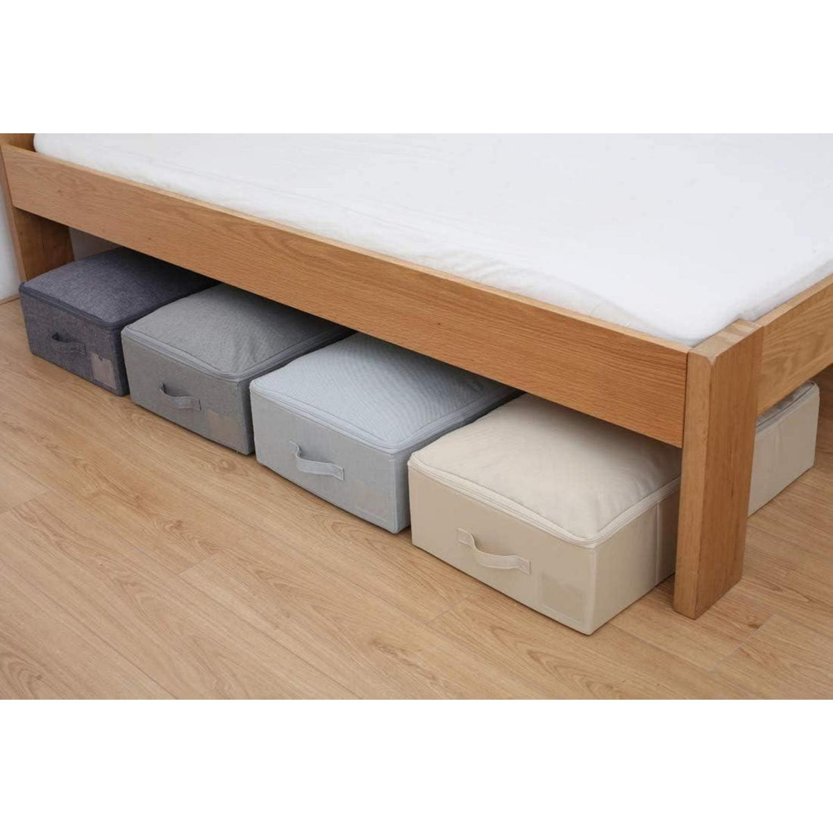 Faltbare Aufbewahrungsboxen mit Deckel, 2er-Pack, Beige