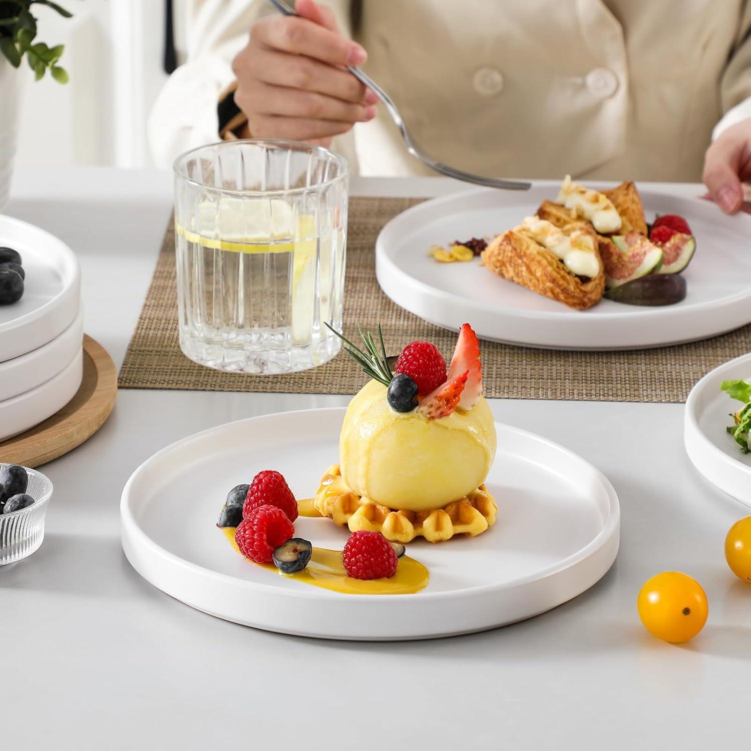 Vancasso VENUS Speiseteller Set 6 Personen Steingut Weiß 8 inch