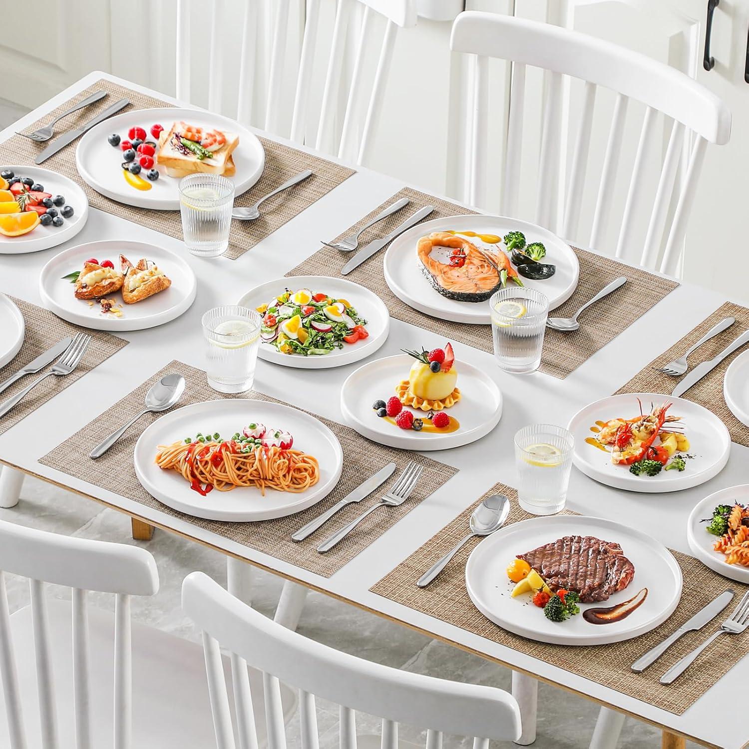 Vancasso VENUS Speiseteller Set 6 Personen Steingut Weiß 8 inch