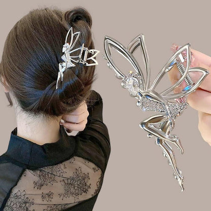 Große Elfen Haarklammer mit Strass - Silber Haarspange für Damen