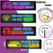 Holzschild Gaming Poster Set 4-teilig Neon Wanddeko