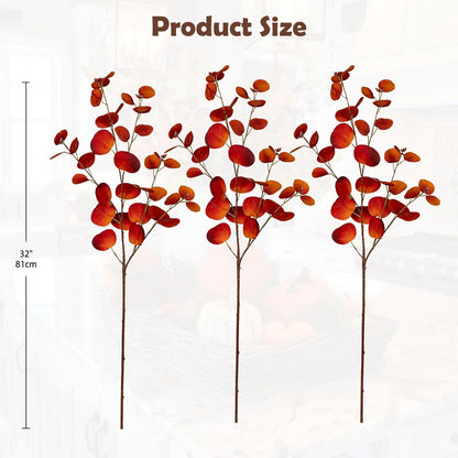 3er Set Künstliche Eukalyptus Zweige 81CM Herbst Dekoration