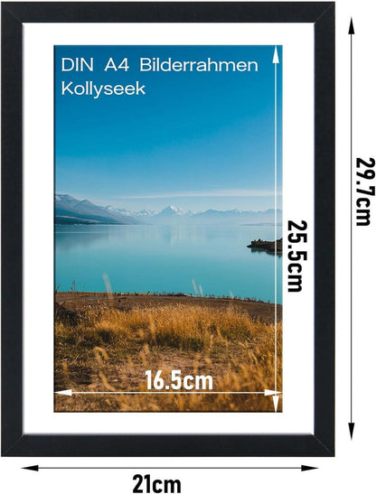 Bilderrahmen DIN A4 Schwarz Acrylglas MDF Holz Hofür