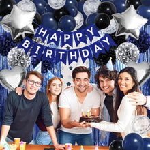 Marineblau Schwarz Happy Birthday Deko Set Luftballons