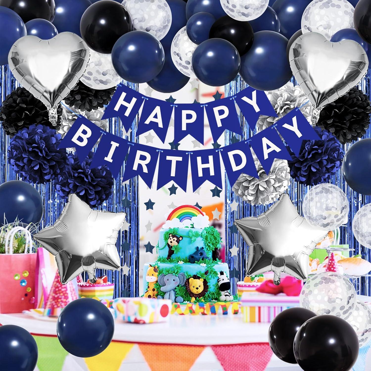 Geburtstagsdeko Marineblau Schwarz Party Set Jungen Herren Kindergeburtstag