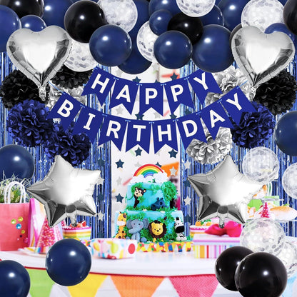Geburtstagsdeko Marineblau Schwarz Party Set Jungen Herren Kindergeburtstag