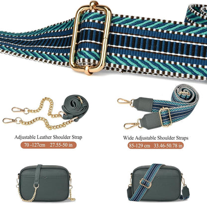 TEUEN Damen-Umhängetasche Crossbody Bag PU Leder Schultertasche Grün