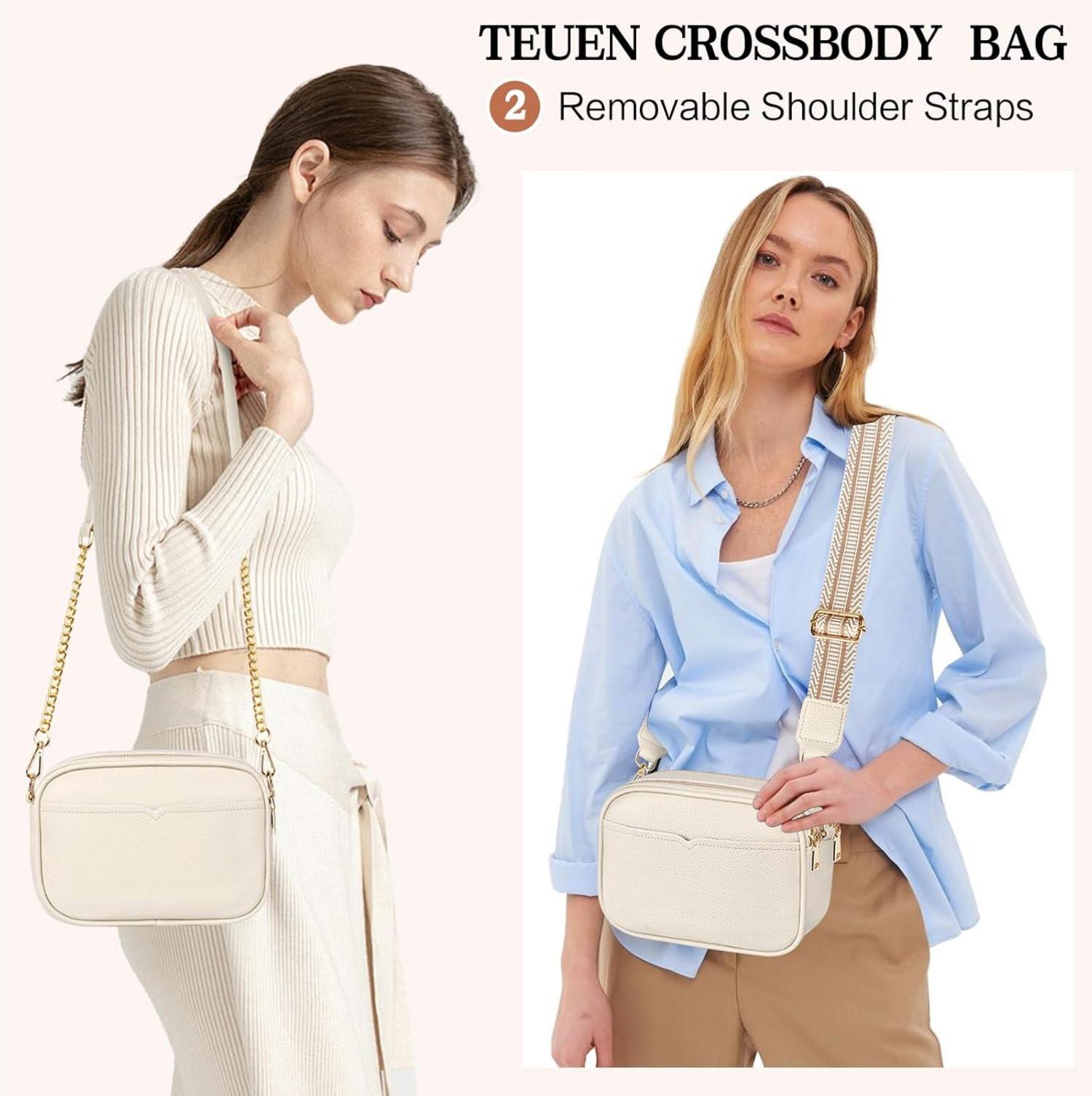 Damen-Umhängetasche Crossbody Bag PU Leder Schultertasche 2 Abnehmbar
