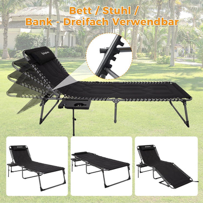 Übergroße Sonnenliege Klappbar Verstellbar Gartenliege Schwarz