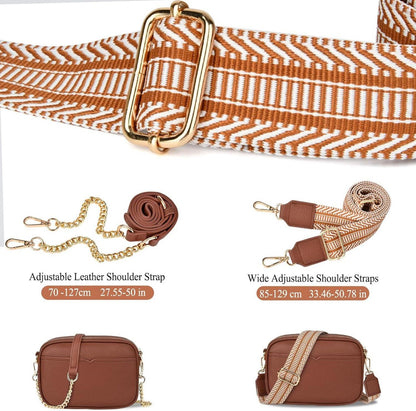 TEUEN Damen-Umhängetasche Crossbody Bag Braun PU Leder Kartenfächer